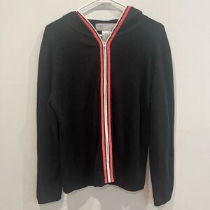 Sag Harbor Sport Women's Large Black Zippered Hooded Sweatshirt NWT